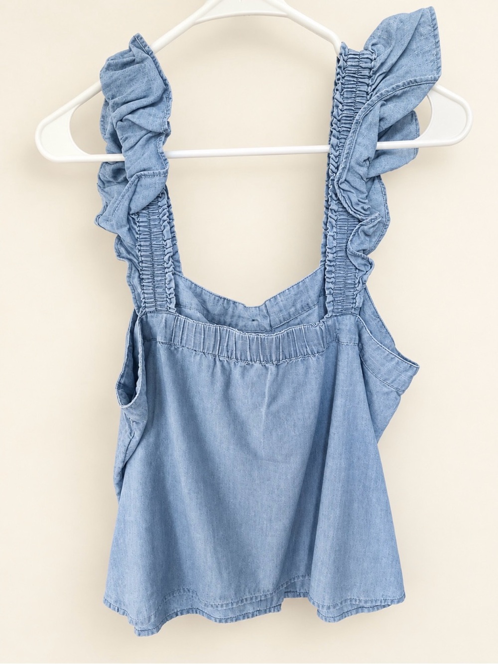 J. Crew Factory Light Blue Ruffle Strap Button-Front Tank - Picture 2 of 5
